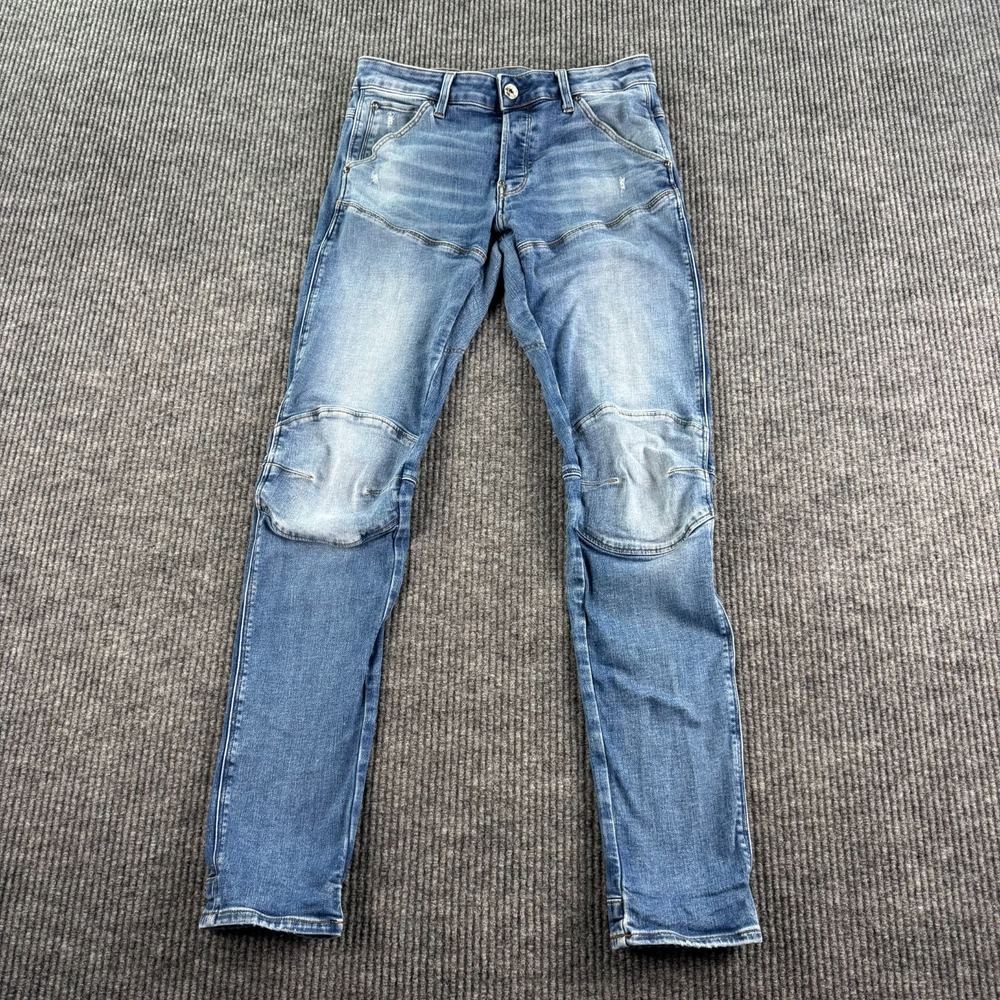 G Star Raw 5620 3D Slim Mens Jeans 30x34 Blue Biker Moto Denim 30x32 Knee Patch